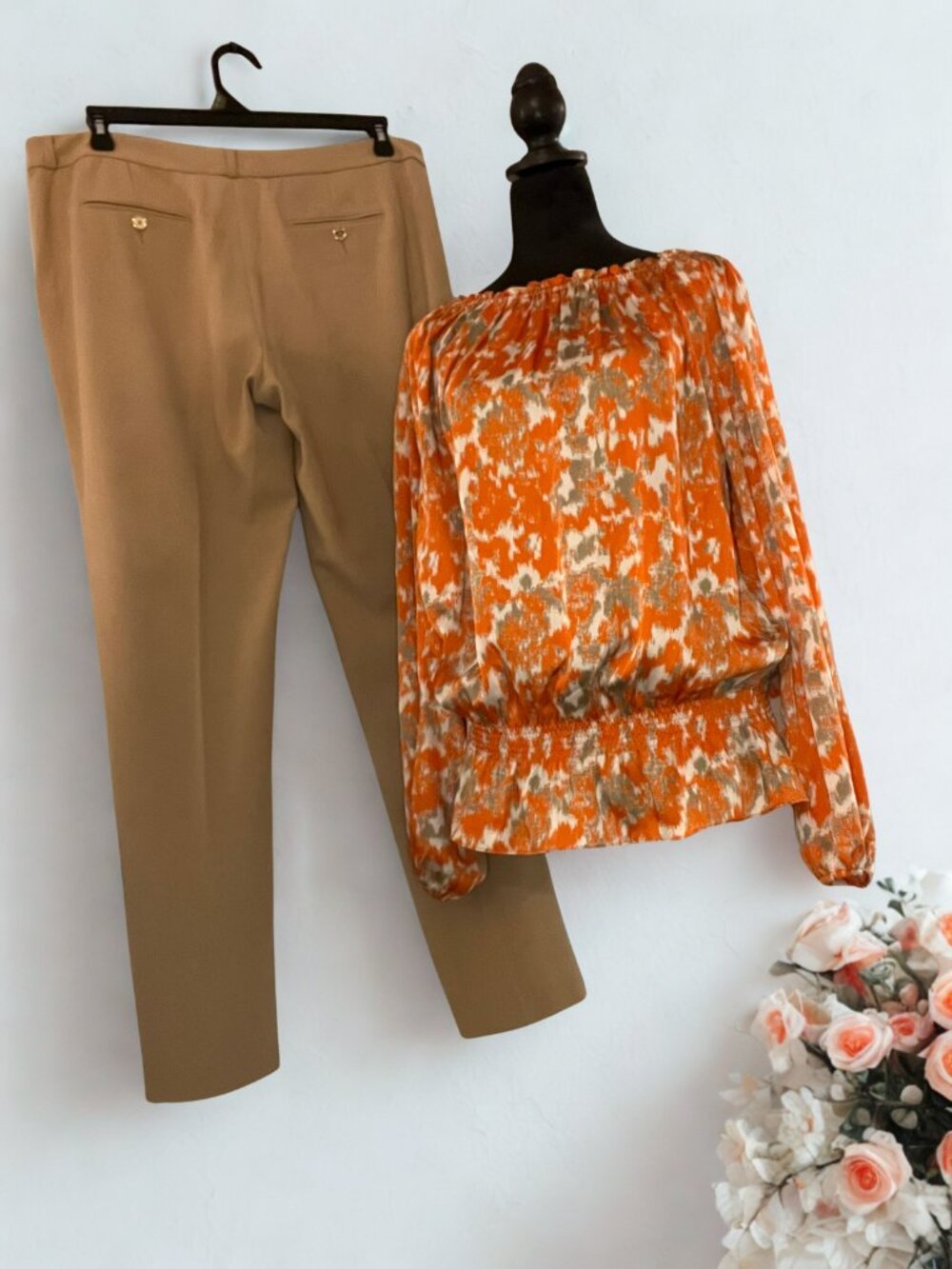 Camel Pants with Gold Buttons - Picture 2 of 2